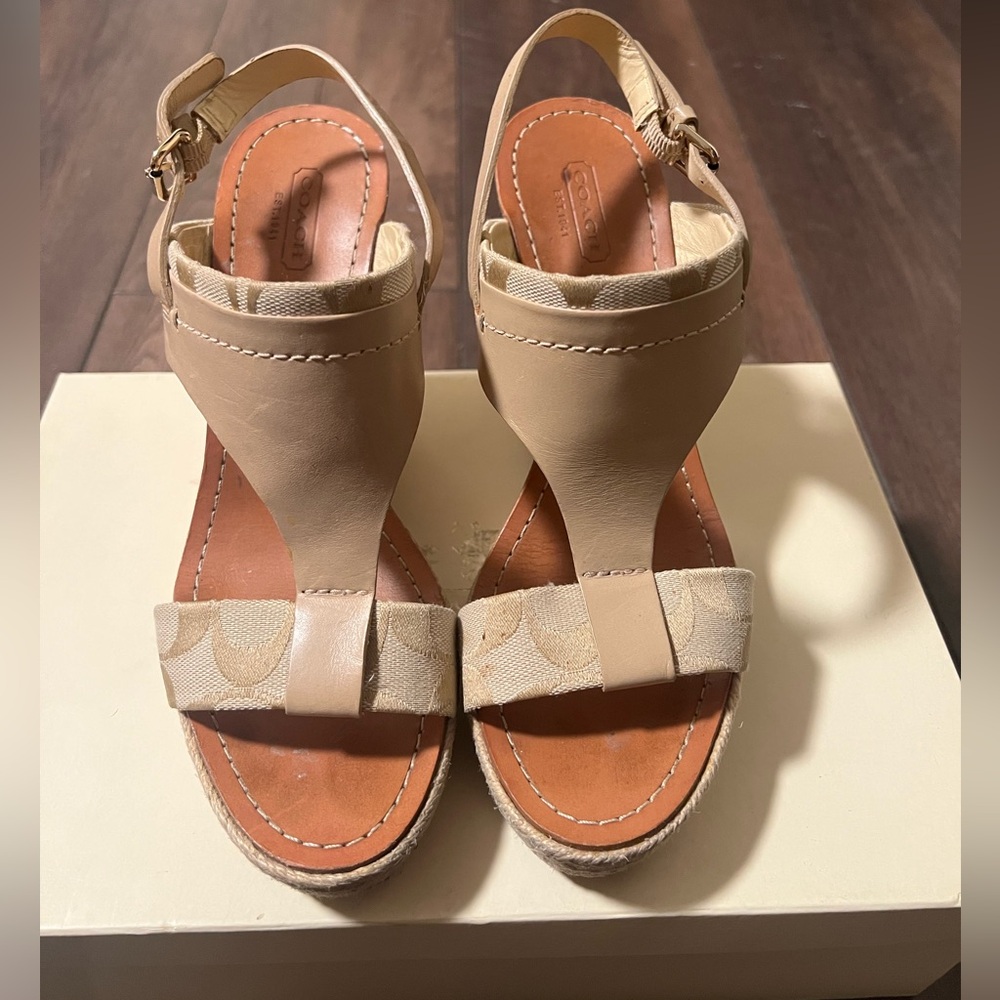 Coach Light Khaki Vachetta Sandals
